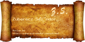 Zuberecz Sándor névjegykártya